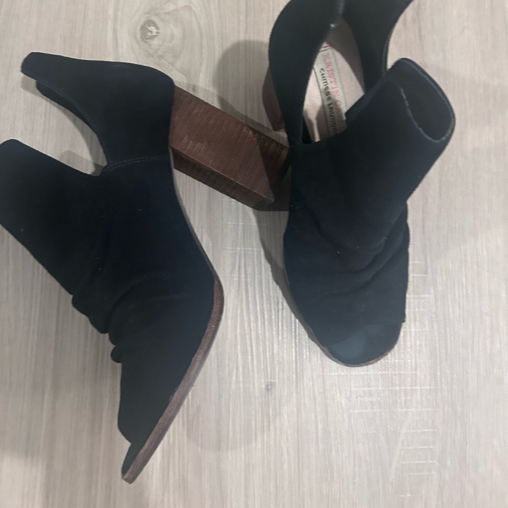 Black Suede Open-toe booties